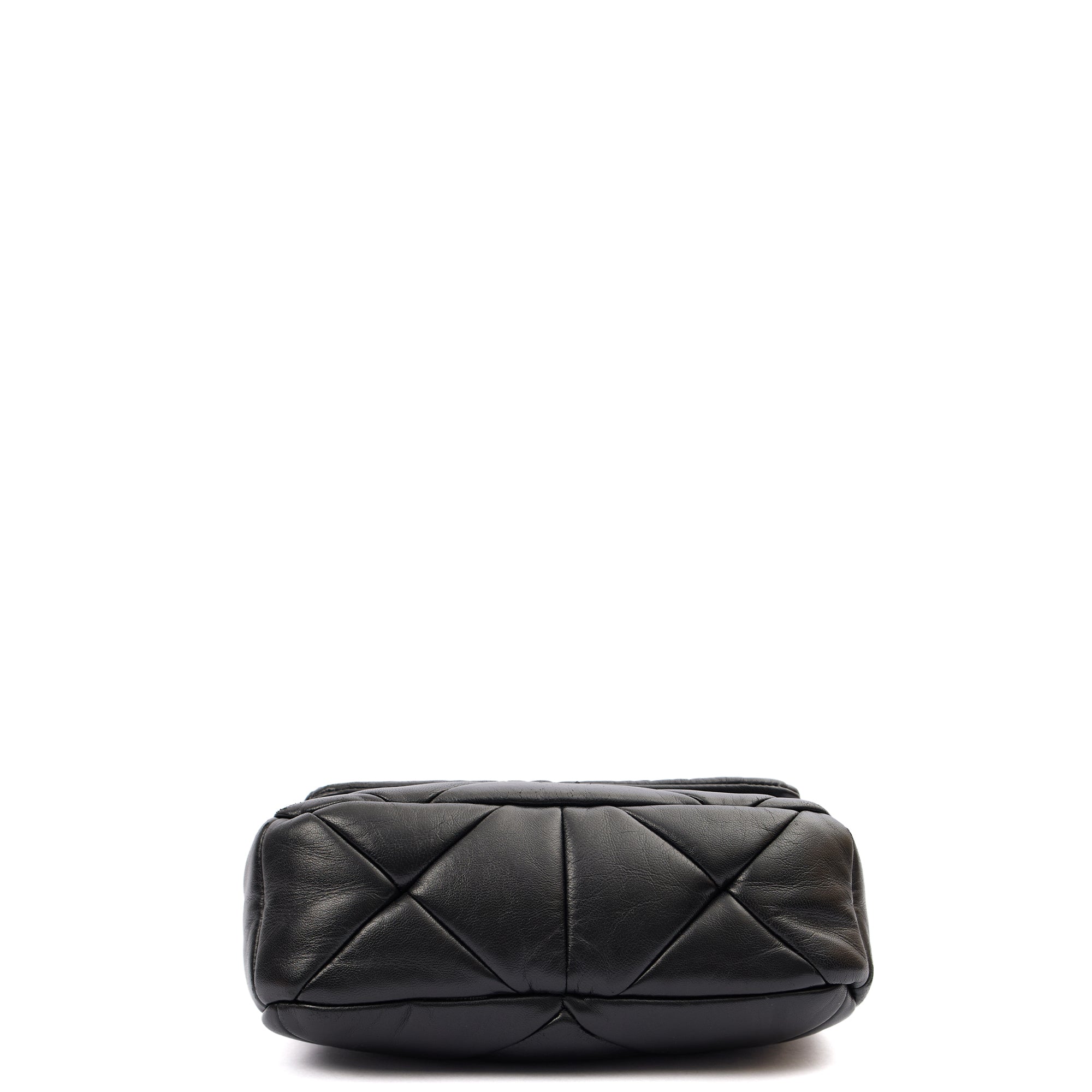Prada Cross Body Padded Re-Nylon Shoulder Bag in Black, Leather — Top View
