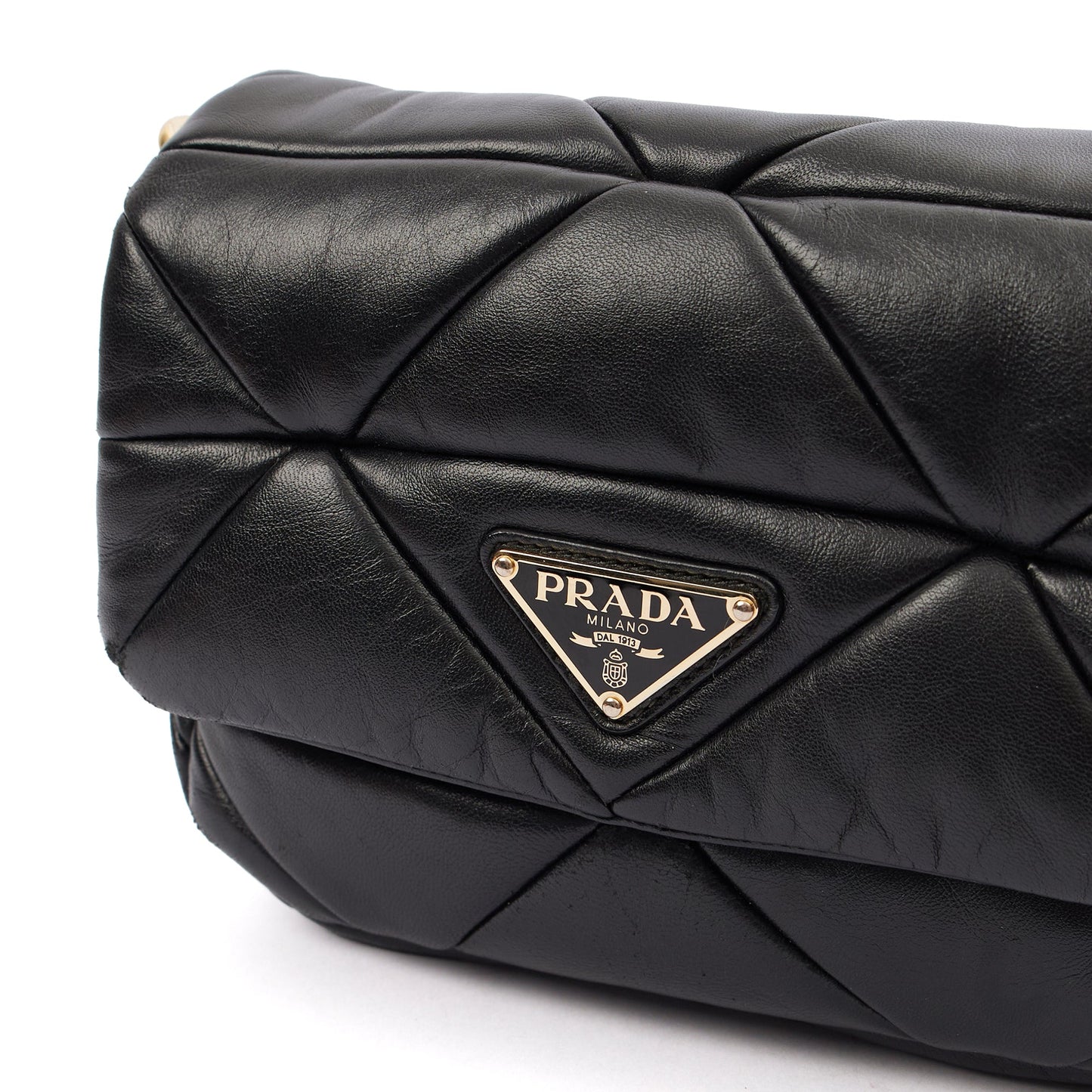 Prada Cross Body Padded Re-Nylon Shoulder Bag in Black, Leather — Alternate View 12