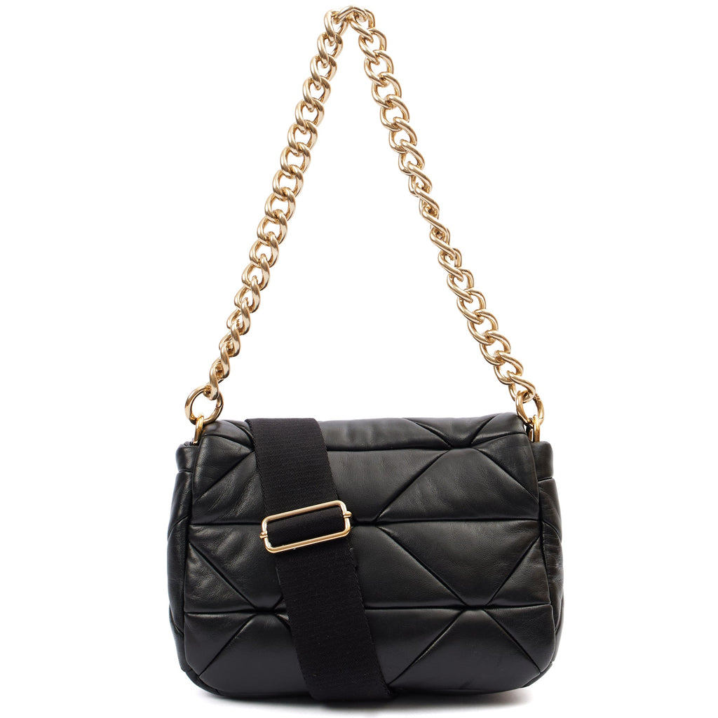 Prada Cross Body Padded Re-Nylon Shoulder Bag in Black, Leather — Alternate View 9