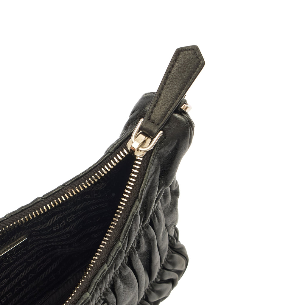 Prada Cross Body Re-Edition Quilted Crossbody in Black, Calfskin — Detail View