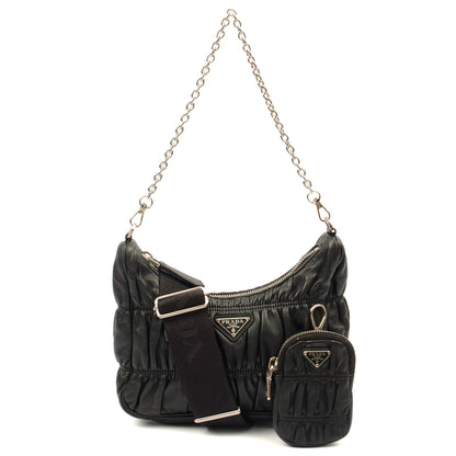 Prada Cross Body Re-Edition Quilted Crossbody in Black, Calfskin — Front View