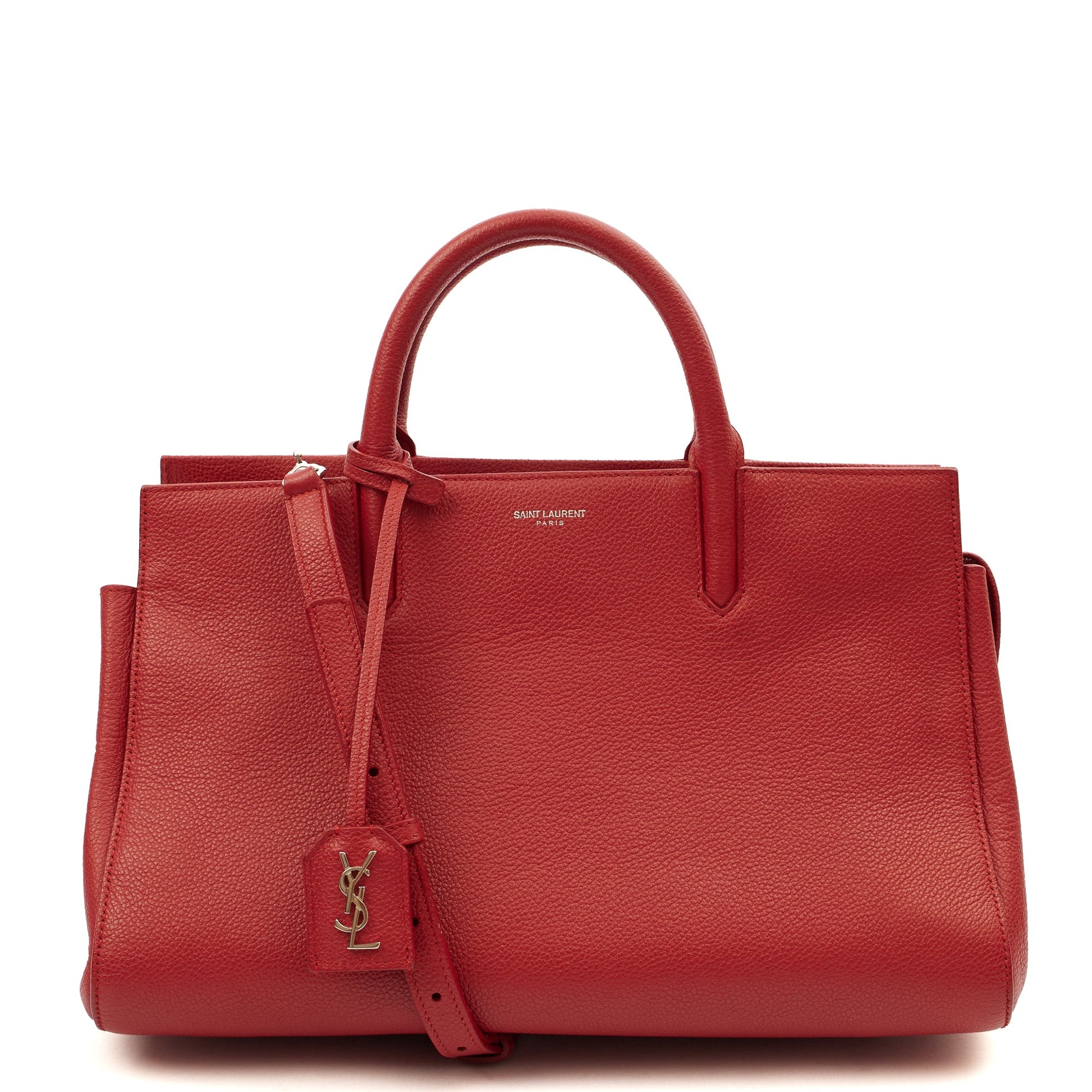 Saint Laurent Tote Cabas - Small in Red, Calfskin Leather — Front View