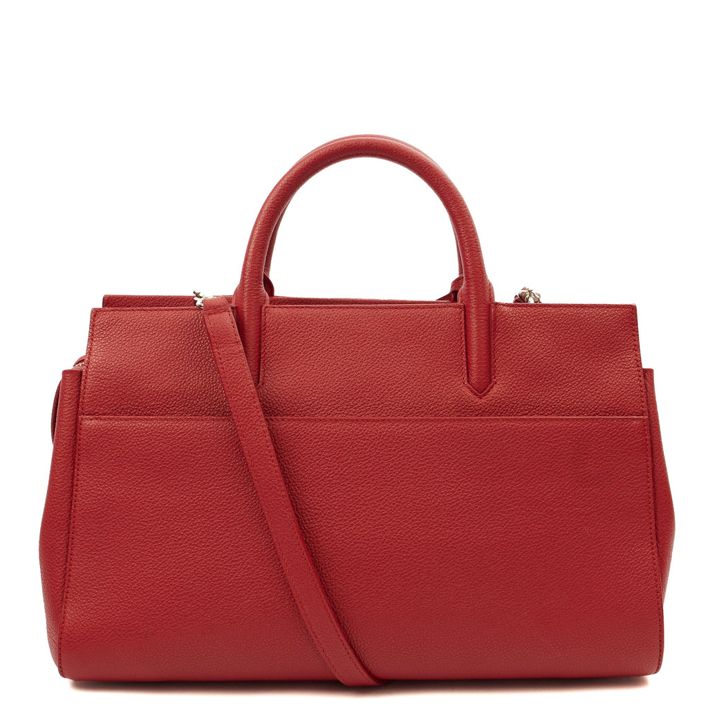 Saint Laurent Tote Cabas - Small in Red, Calfskin Leather — Back View