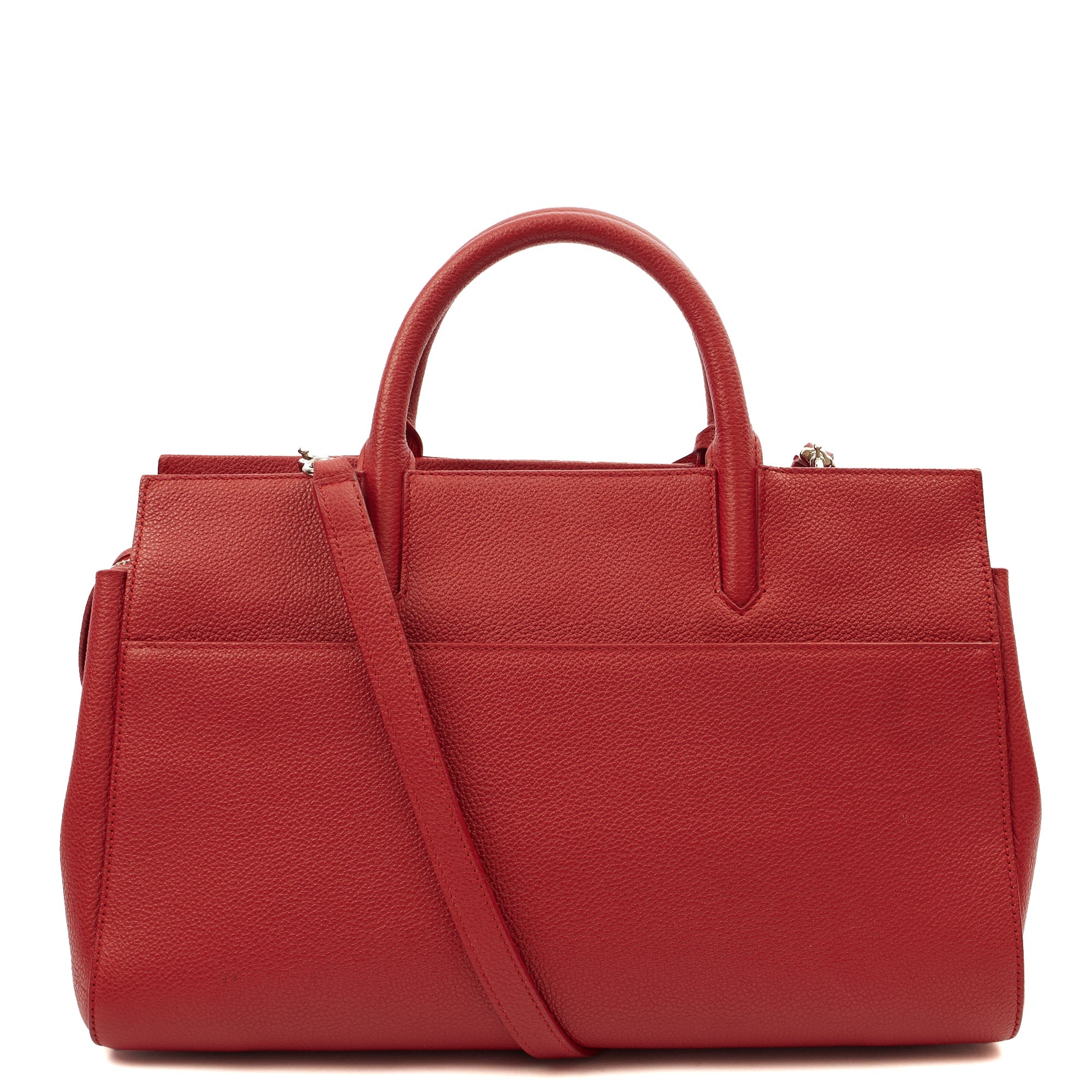 Saint Laurent Tote Cabas - Small in Red, Calfskin Leather — Back View