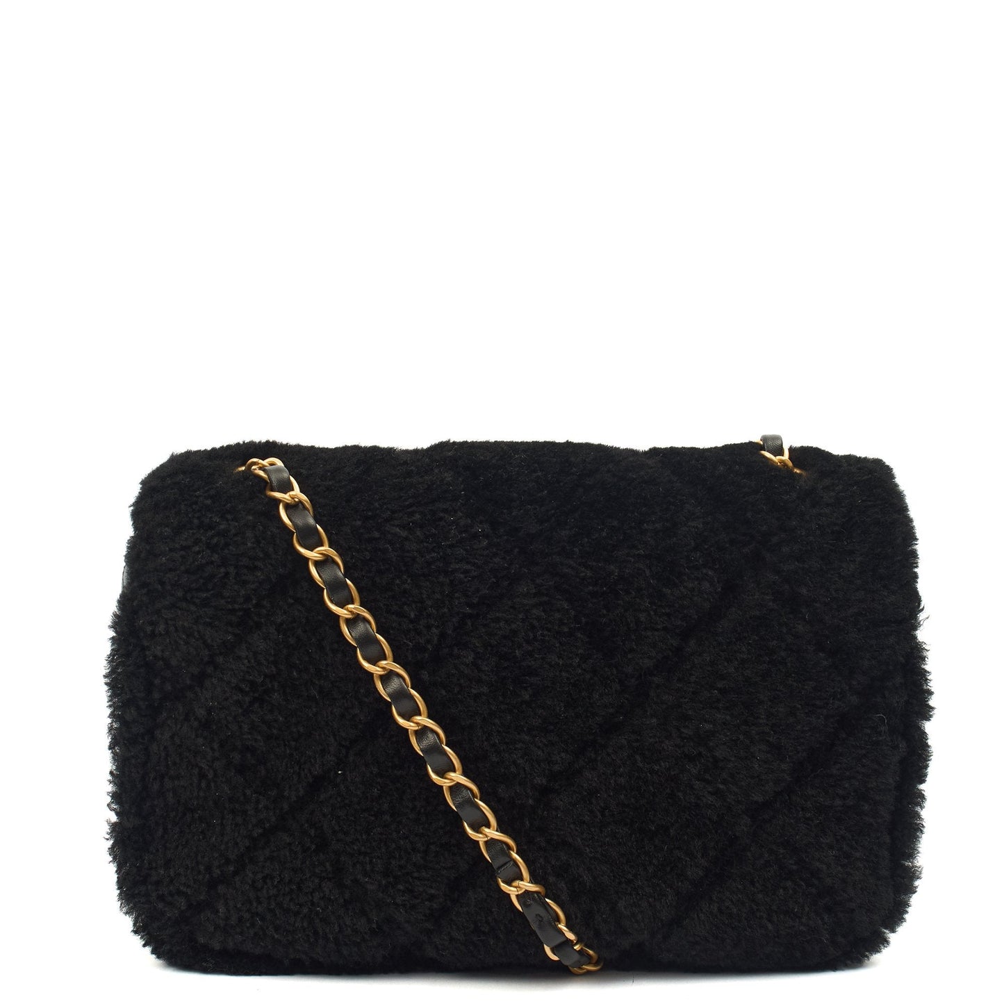 Chanel Shoulder Bag Flap Bag in Black, Canvas — Back View