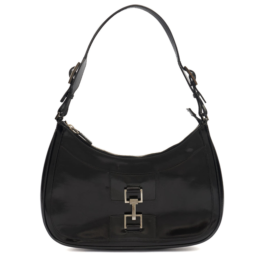 Gucci Shoulder Bag Jackie in Black, Patent Leather — Front View
