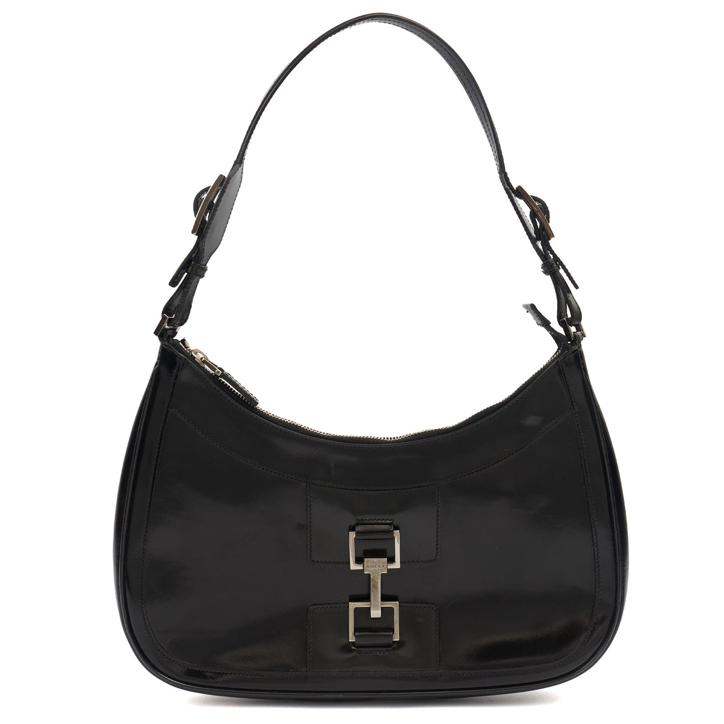 Gucci Shoulder Bag Jackie in Black, Patent Leather — Front View