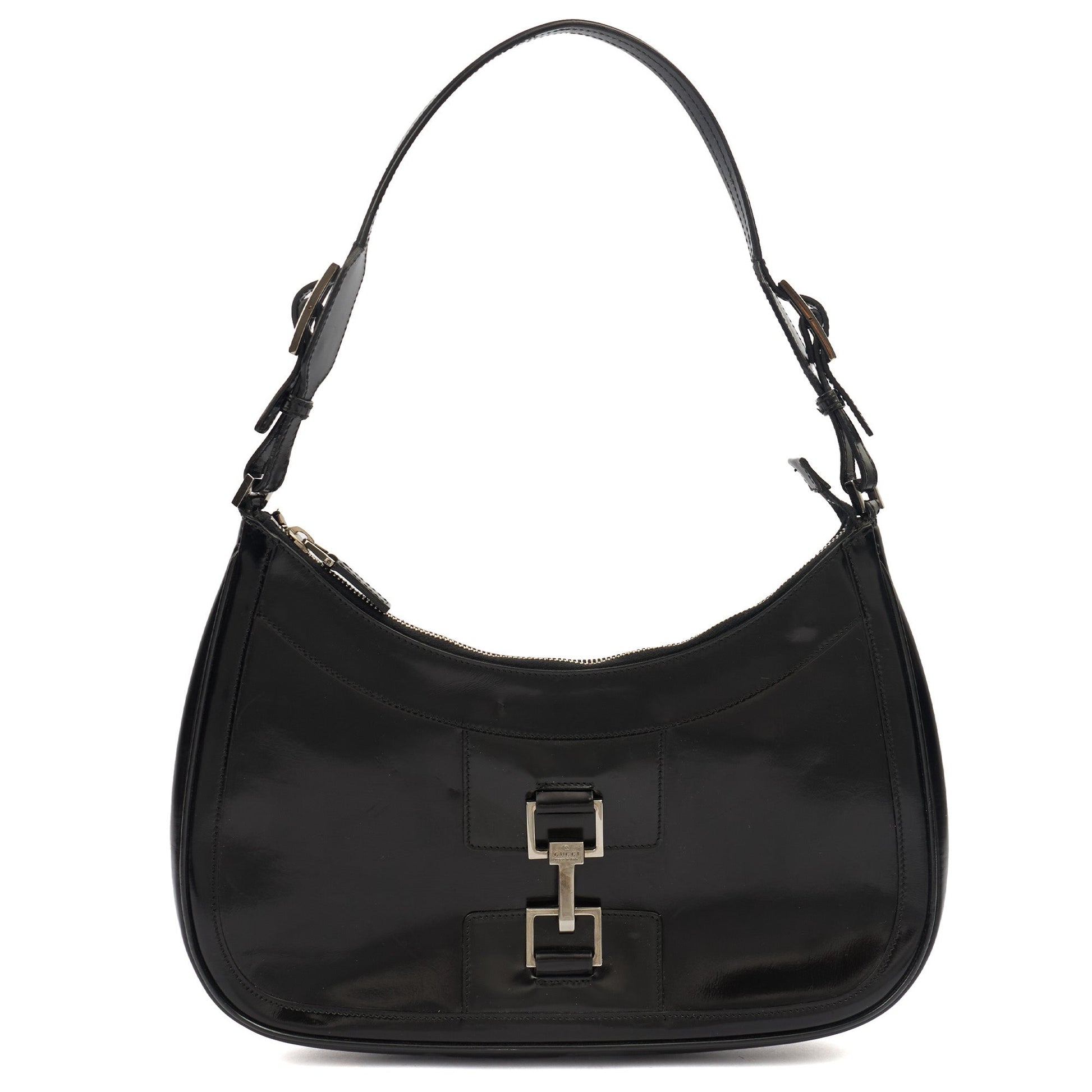 Gucci Shoulder Bag Jackie in Black, Patent Leather — Front View