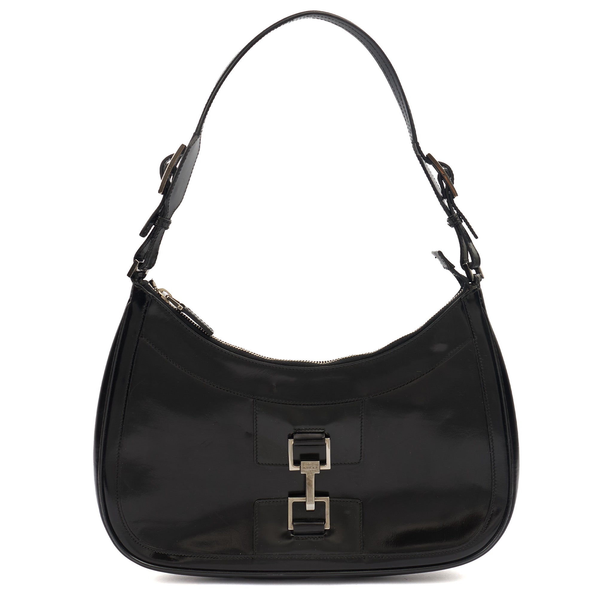 Gucci Shoulder Bag Jackie in Black, Patent Leather — Front View