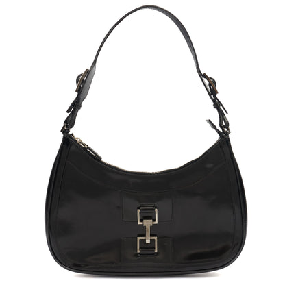 Gucci Shoulder Bag Jackie in Black, Patent Leather — Front View
