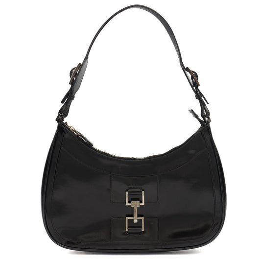 Gucci Shoulder Bag Jackie in Black, Patent Leather — Front View