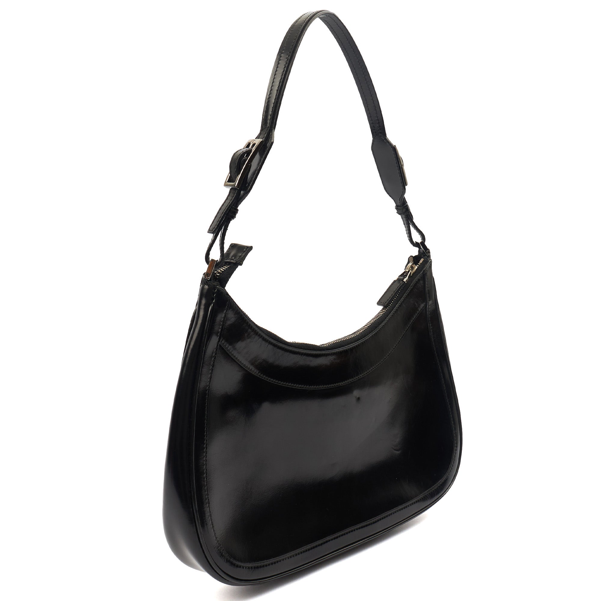 Gucci Shoulder Bag Jackie in Black, Patent Leather — Back View