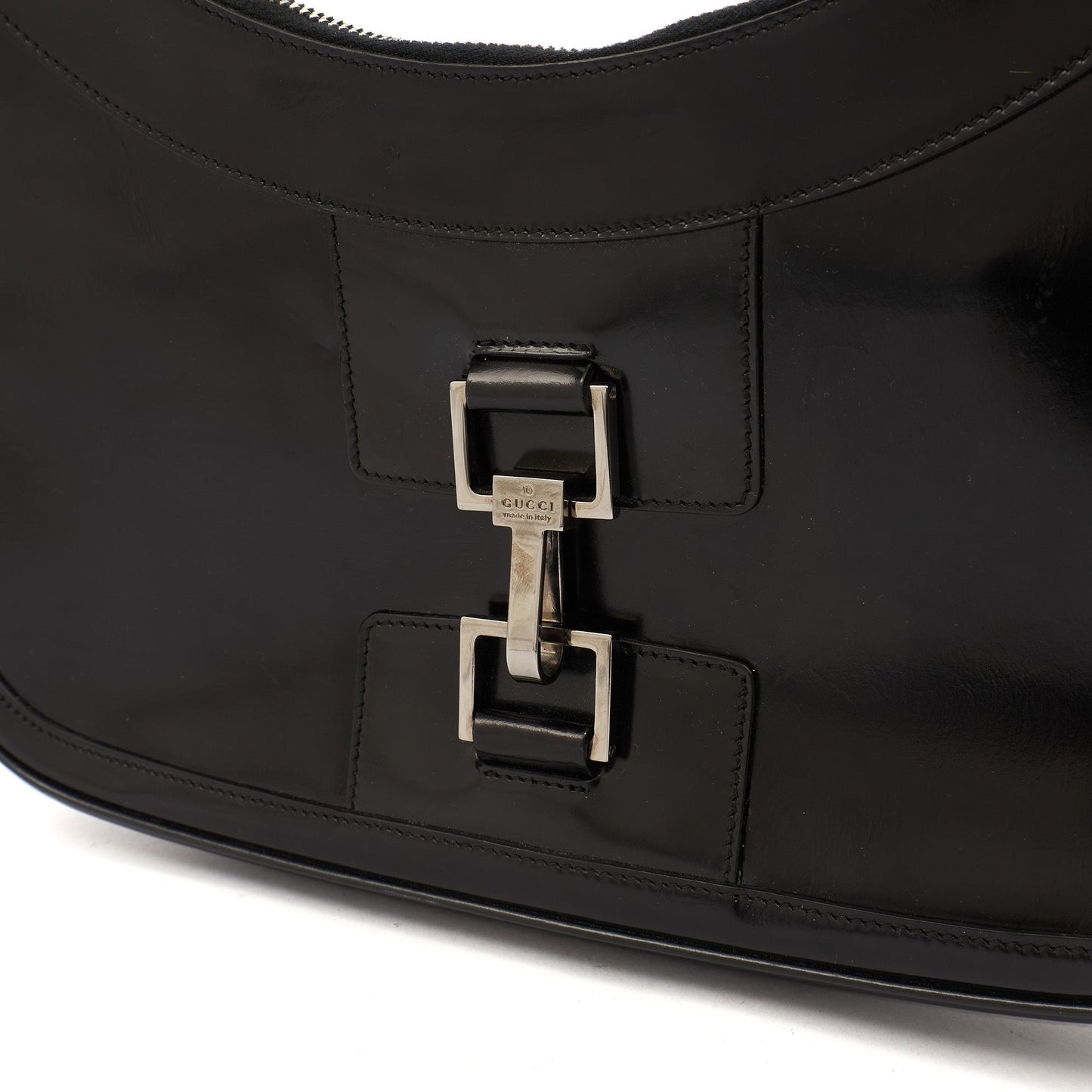 Gucci Shoulder Bag Jackie in Black, Patent Leather — Lifestyle View