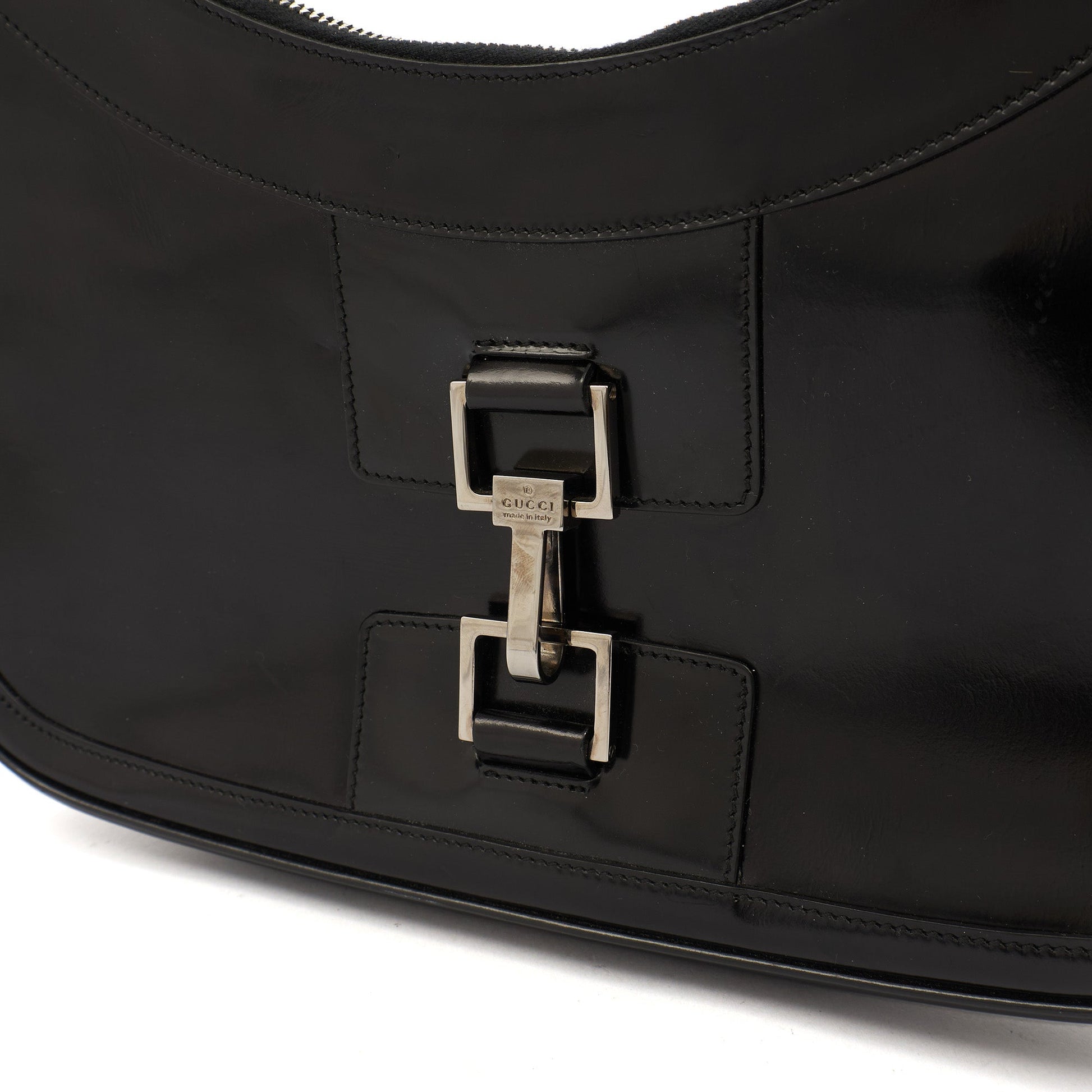 Gucci Shoulder Bag Jackie in Black, Patent Leather — Lifestyle View