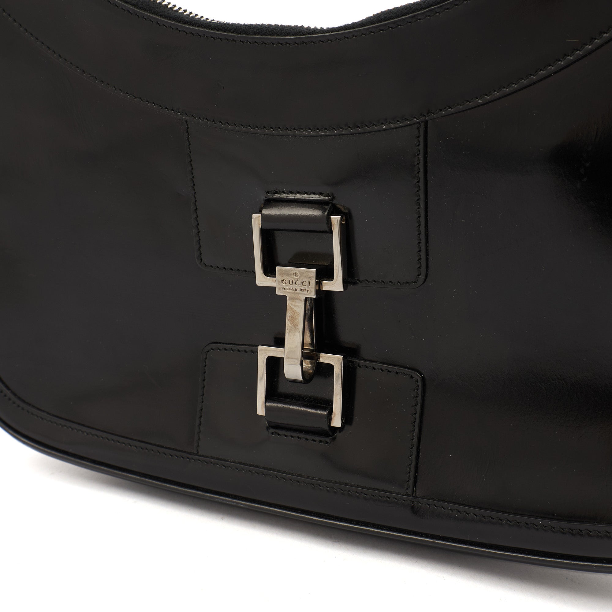 Gucci Shoulder Bag Jackie in Black, Patent Leather — Lifestyle View
