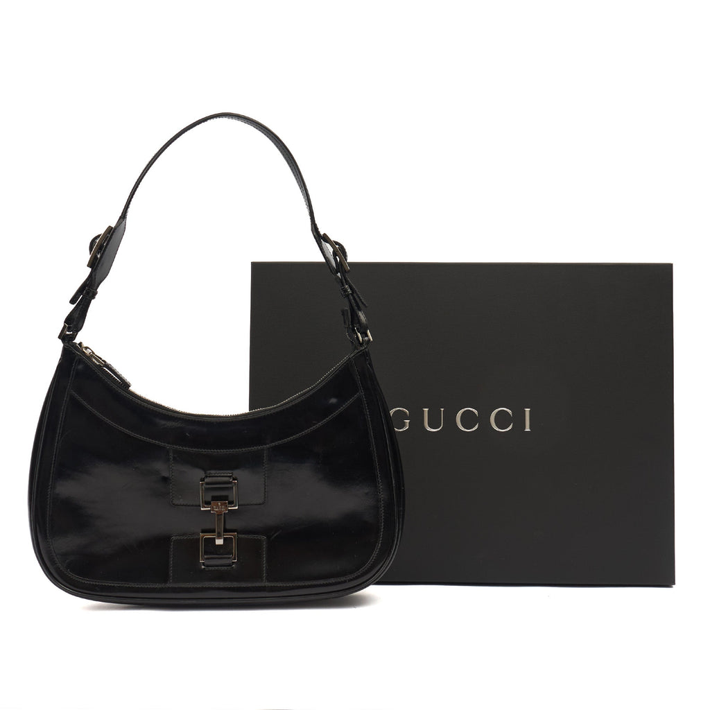 Gucci Shoulder Bag Jackie in Black, Patent Leather — Side View