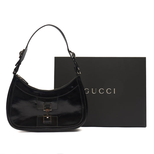 Gucci Shoulder Bag Jackie in Black, Patent Leather — Side View