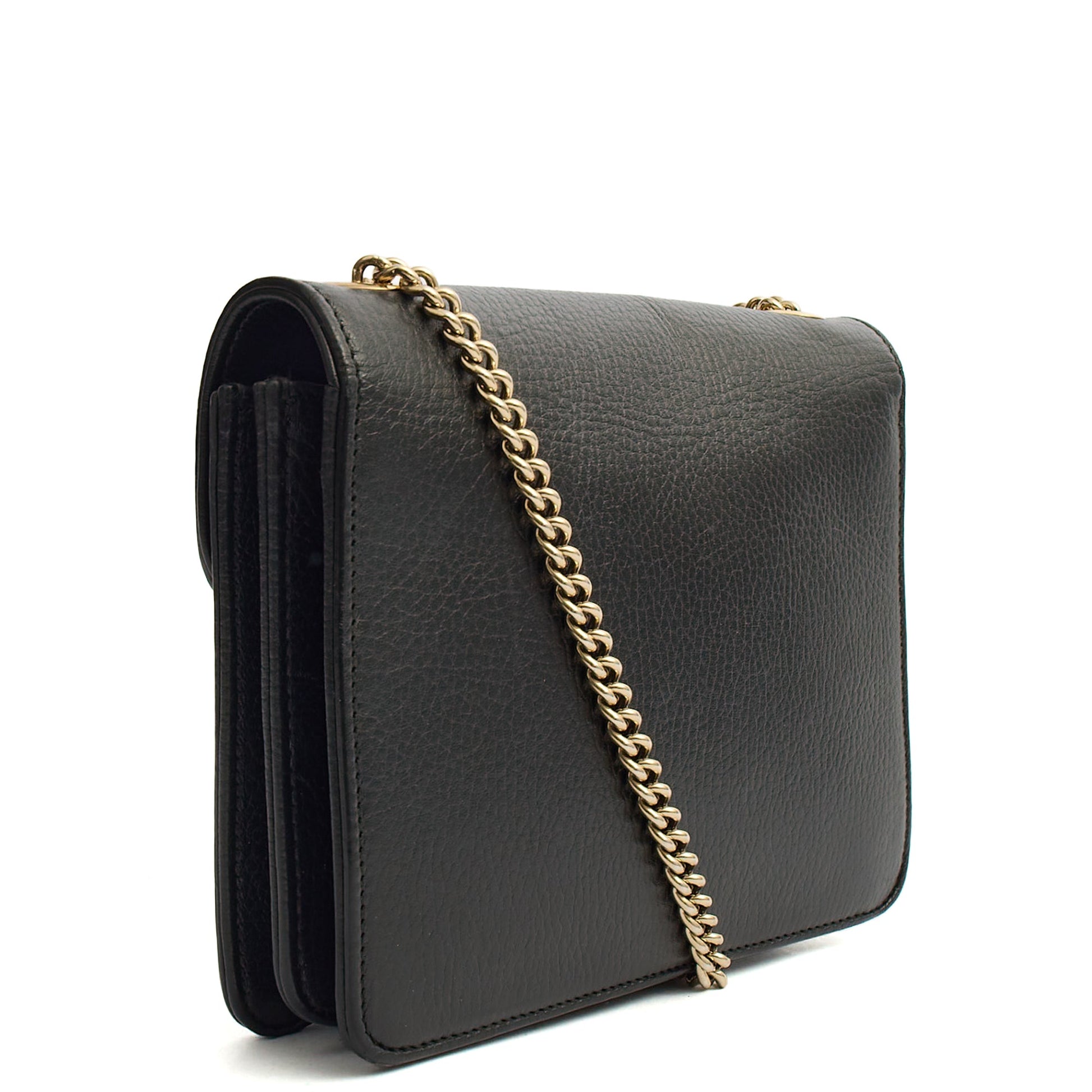 Gucci Cross Body Interlocking GG Bag - Small in Black, Leather — Back View