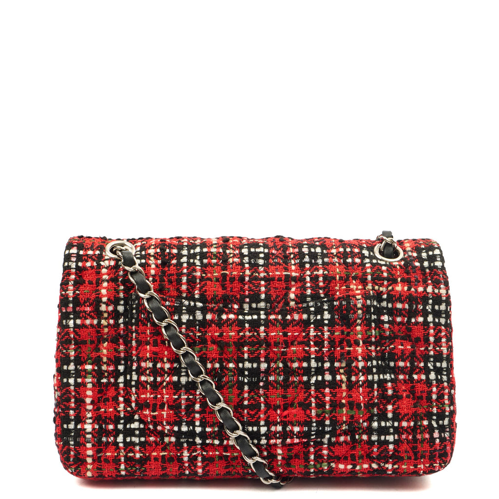 Chanel Shoulder Bag Classic Double Flap - Medium in Red, Tweed — Top View