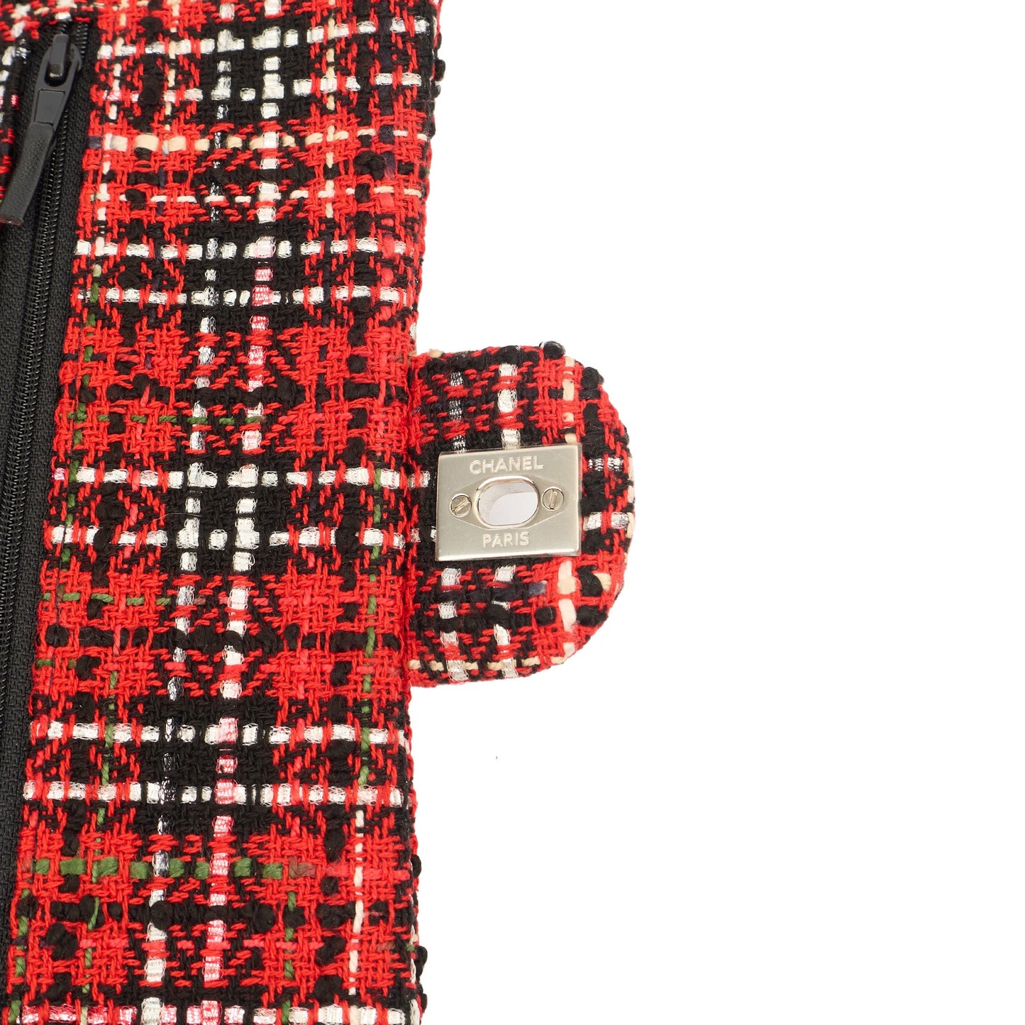 Chanel Shoulder Bag Classic Double Flap - Medium in Red, Tweed — Alternate View 8