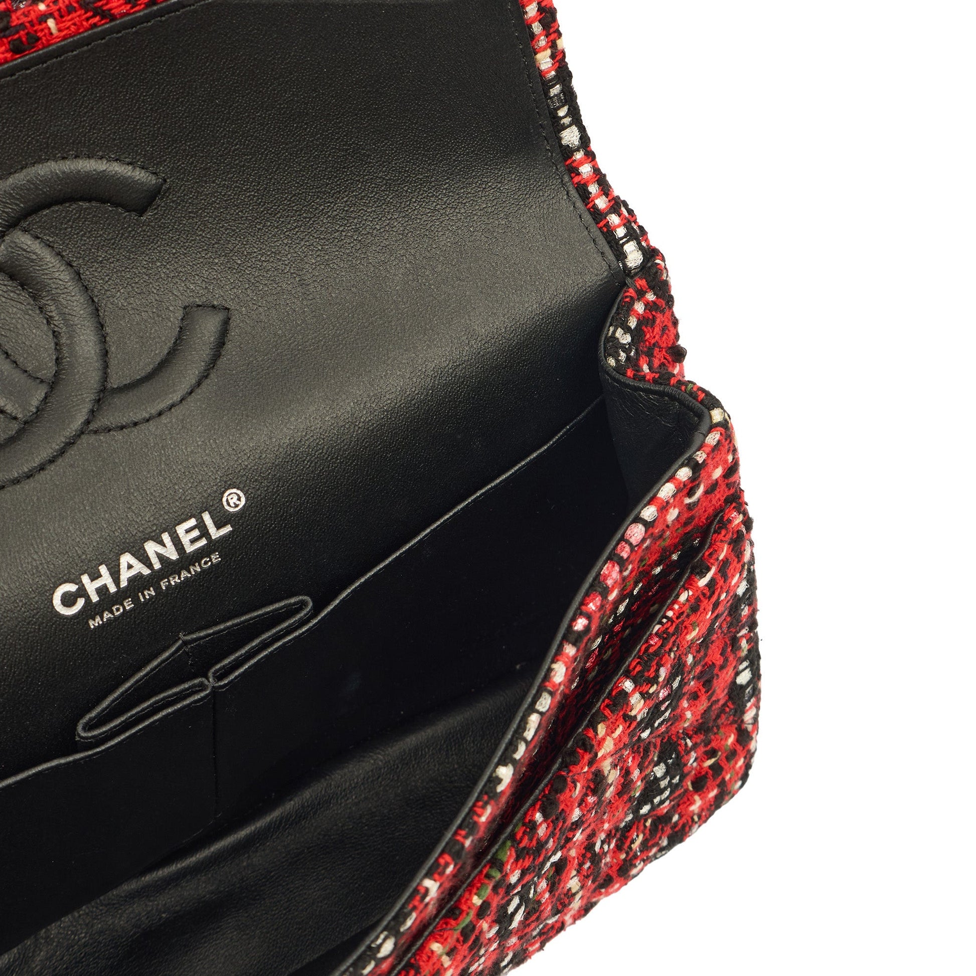 Chanel Shoulder Bag Classic Double Flap - Medium in Red, Tweed — Alternate View 9