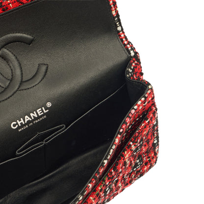 Chanel Shoulder Bag Classic Double Flap - Medium in Red, Tweed — Alternate View 9