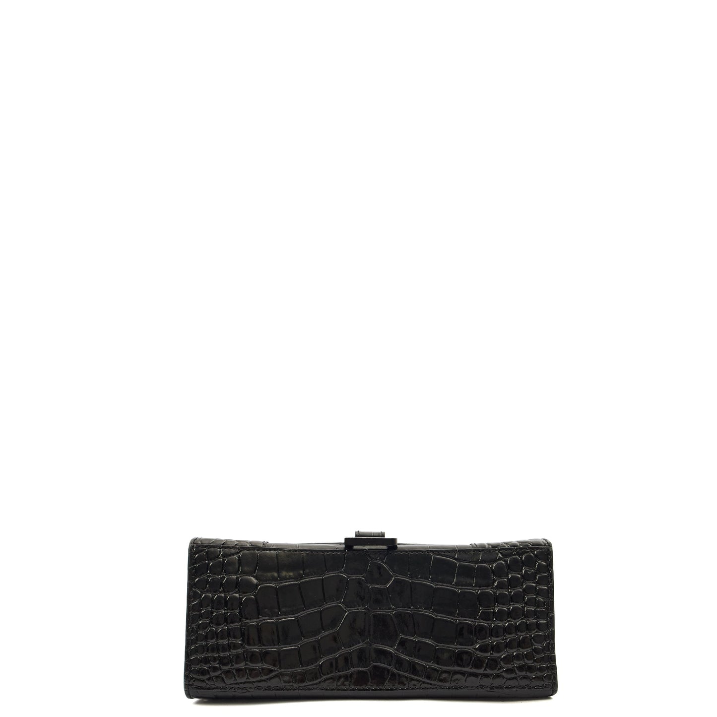 Balenciaga Top Handle Hourglass Top Handle Small in Black, Exotic Effect Leather — Top View