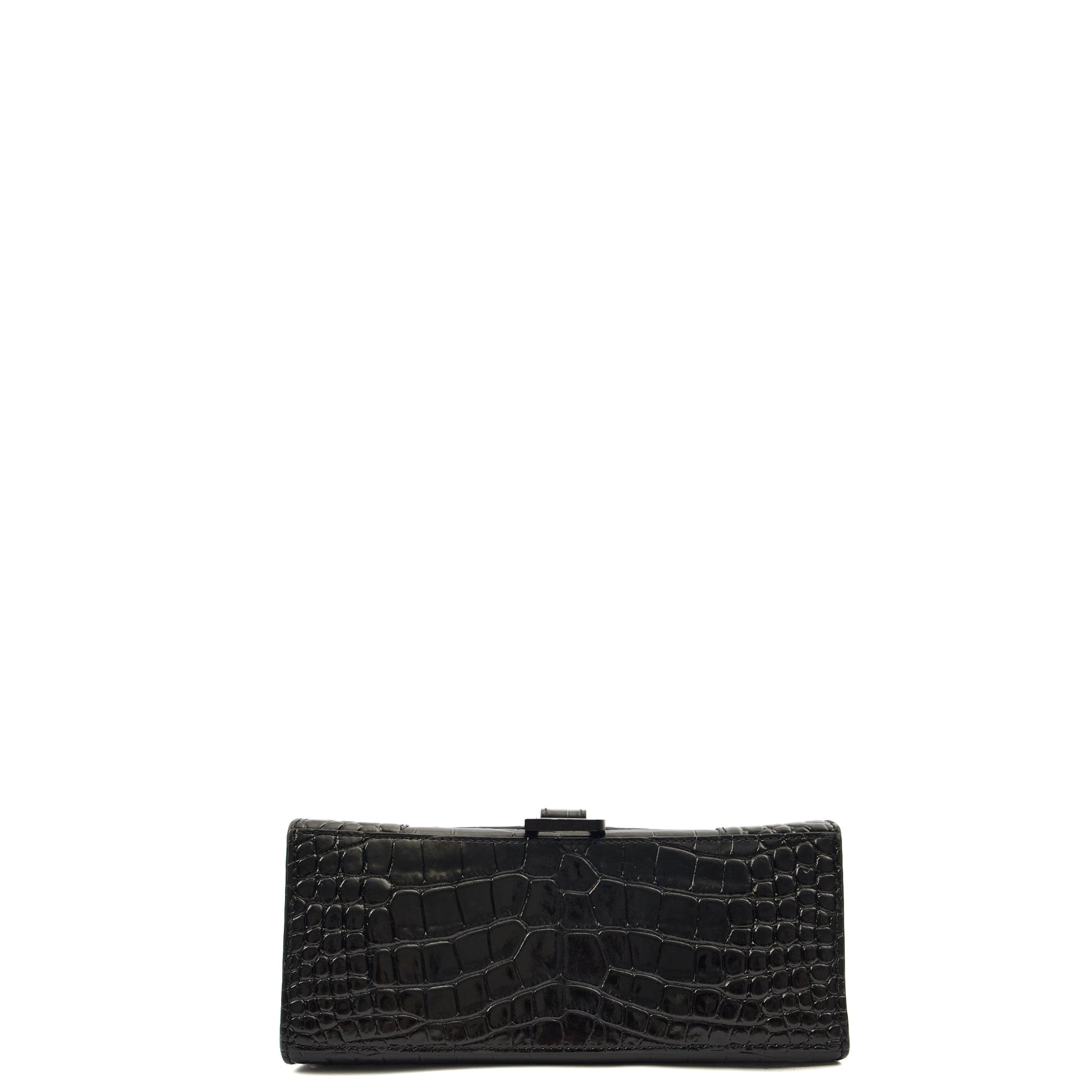 Balenciaga Top Handle Hourglass Top Handle Small in Black, Exotic Effect Leather — Top View