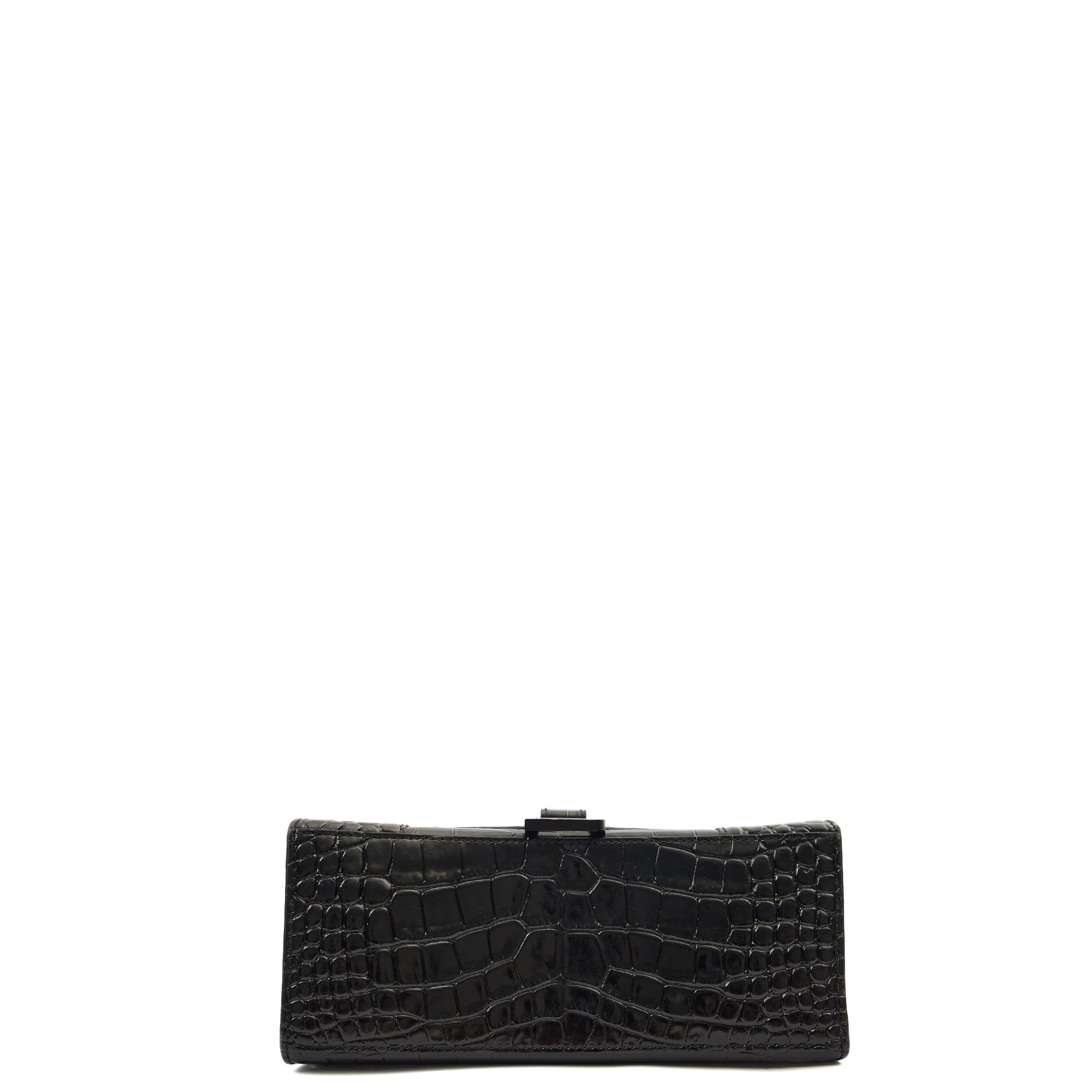 Balenciaga Top Handle Hourglass Top Handle Small in Black, Exotic Effect Leather — Top View