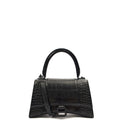 Balenciaga Top Handle Hourglass Top Handle Small in Black, Exotic Effect Leather — Front View