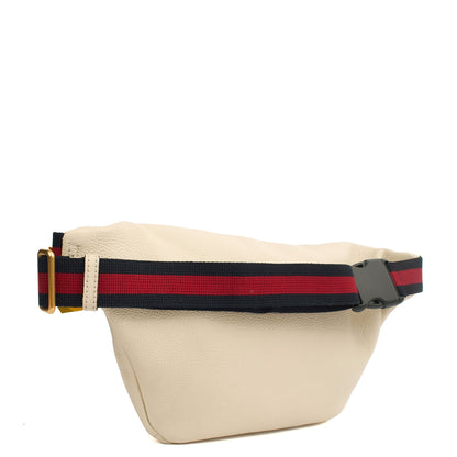 Gucci Cross Body Bum Bag in White, Leather — Side View