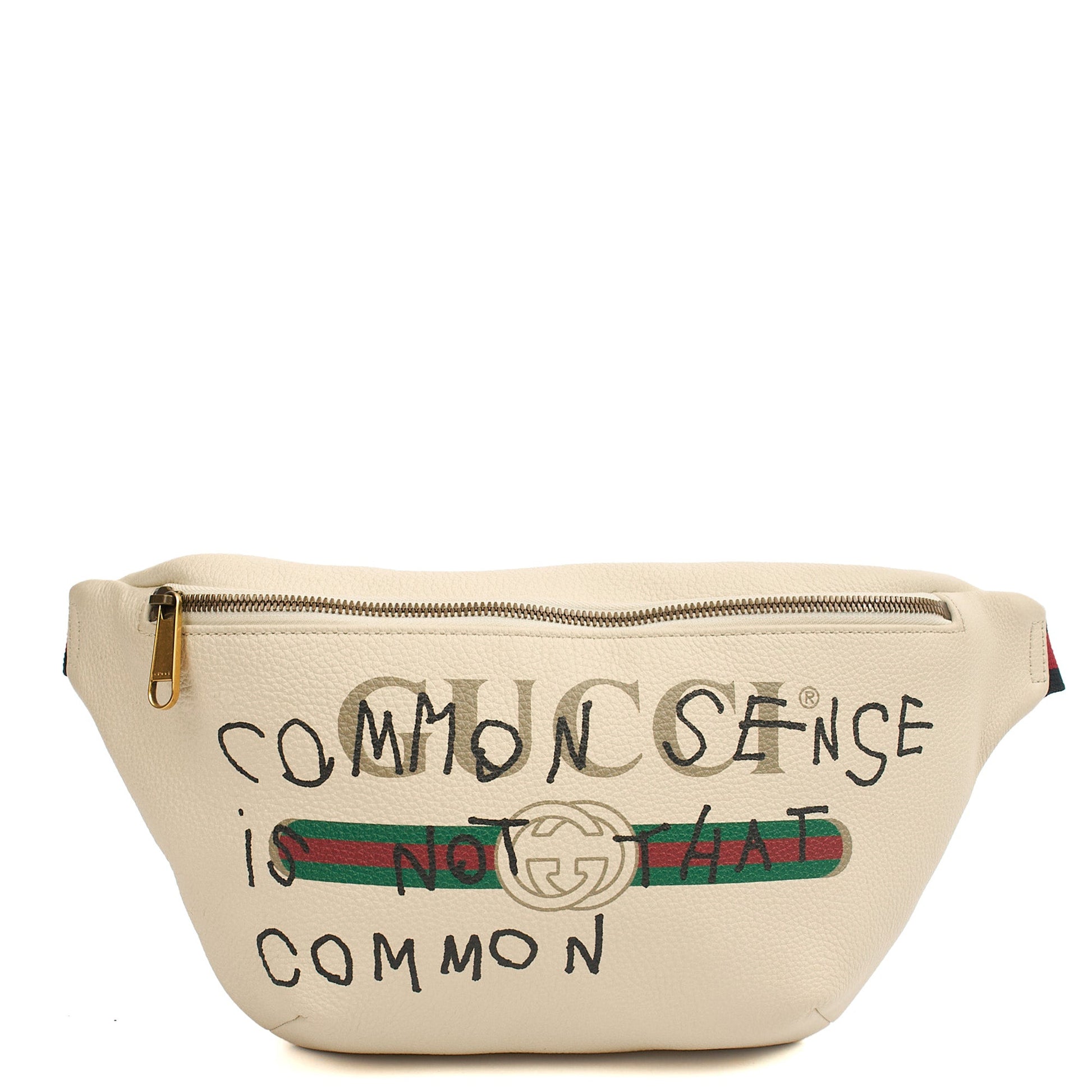 Gucci Cross Body Bum Bag in White, Leather — Front View