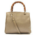 Gucci Top Handle Bamboo Shopper  in Metallic, Leather — Front View
