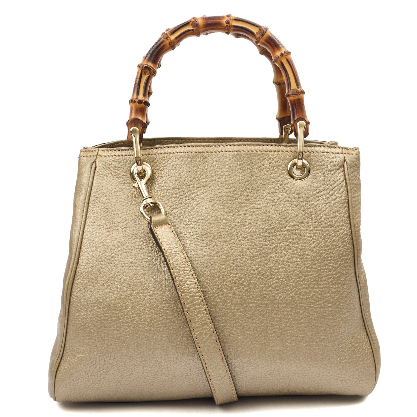 Gucci Top Handle Bamboo Shopper  in Metallic, Leather — Top View