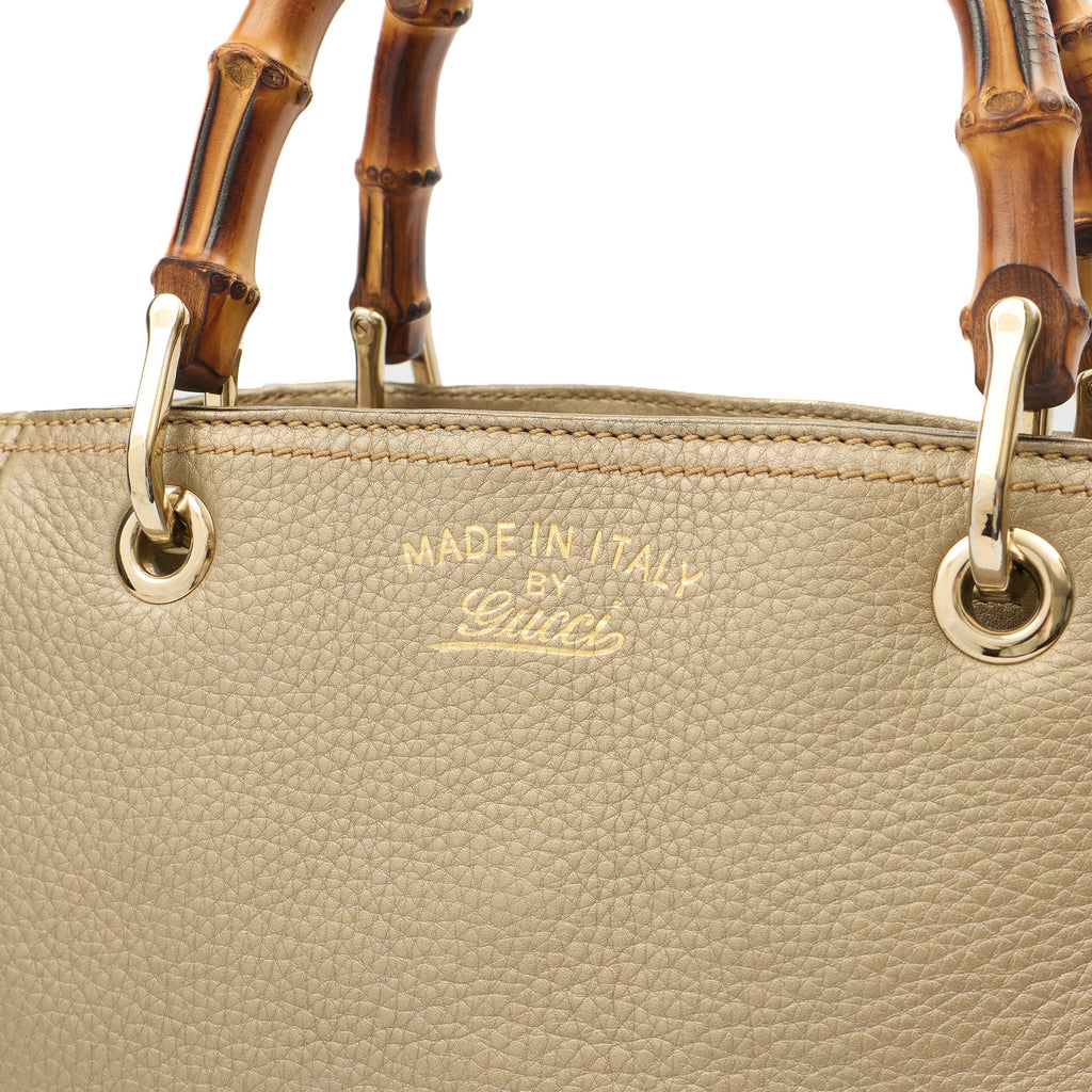 Gucci Top Handle Bamboo Shopper  in Metallic, Leather — Side View