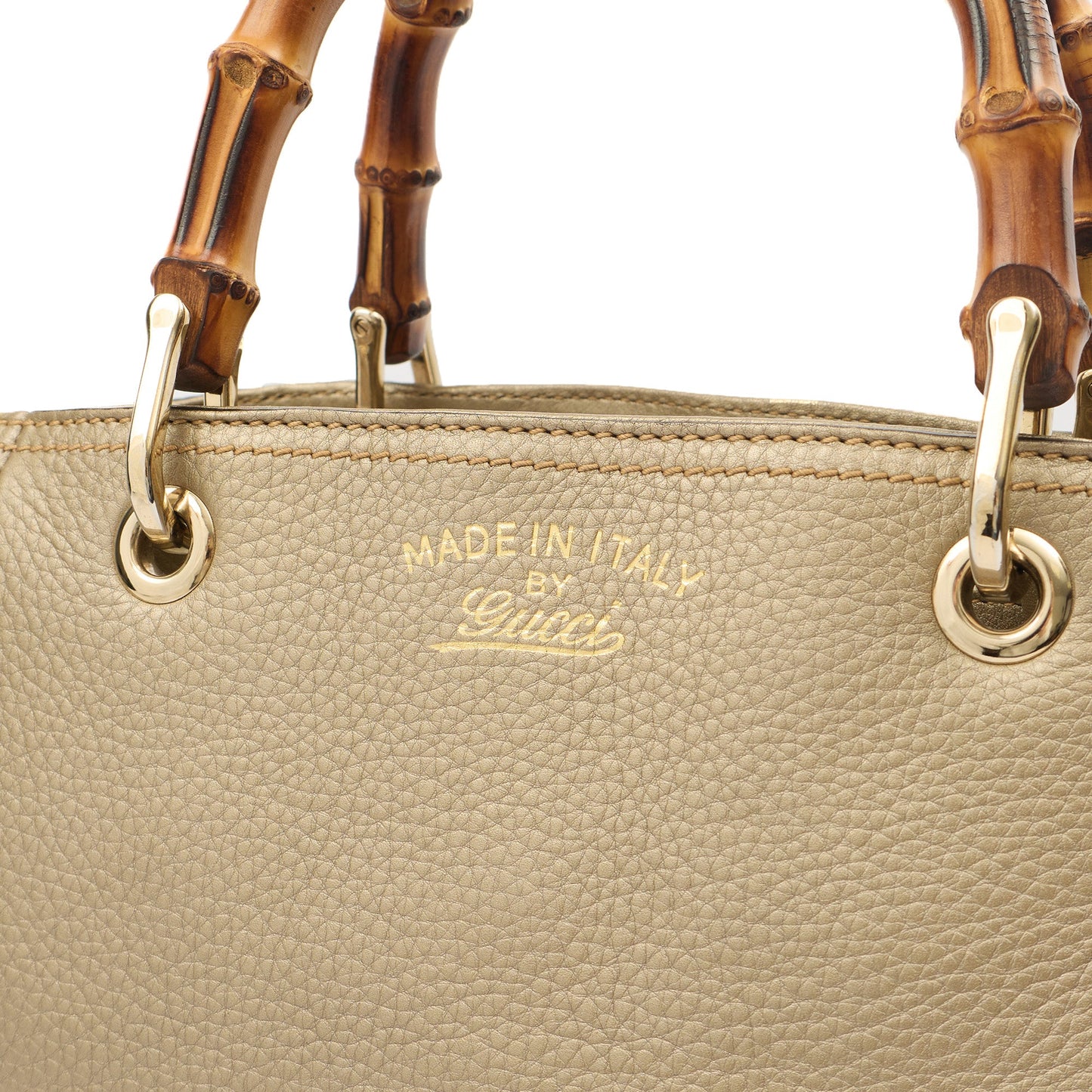Gucci Top Handle Bamboo Shopper  in Metallic, Leather — Side View
