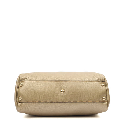Gucci Top Handle Bamboo Shopper  in Metallic, Leather — Detail View