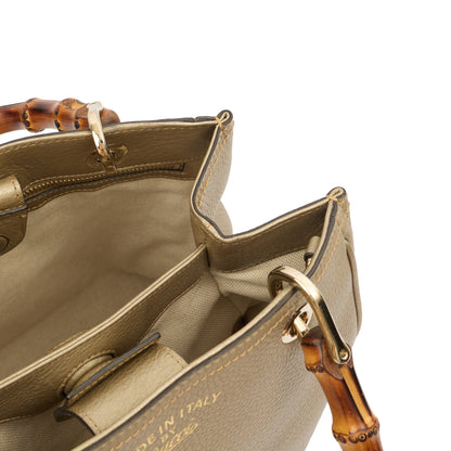 Gucci Top Handle Bamboo Shopper  in Metallic, Leather — Lifestyle View