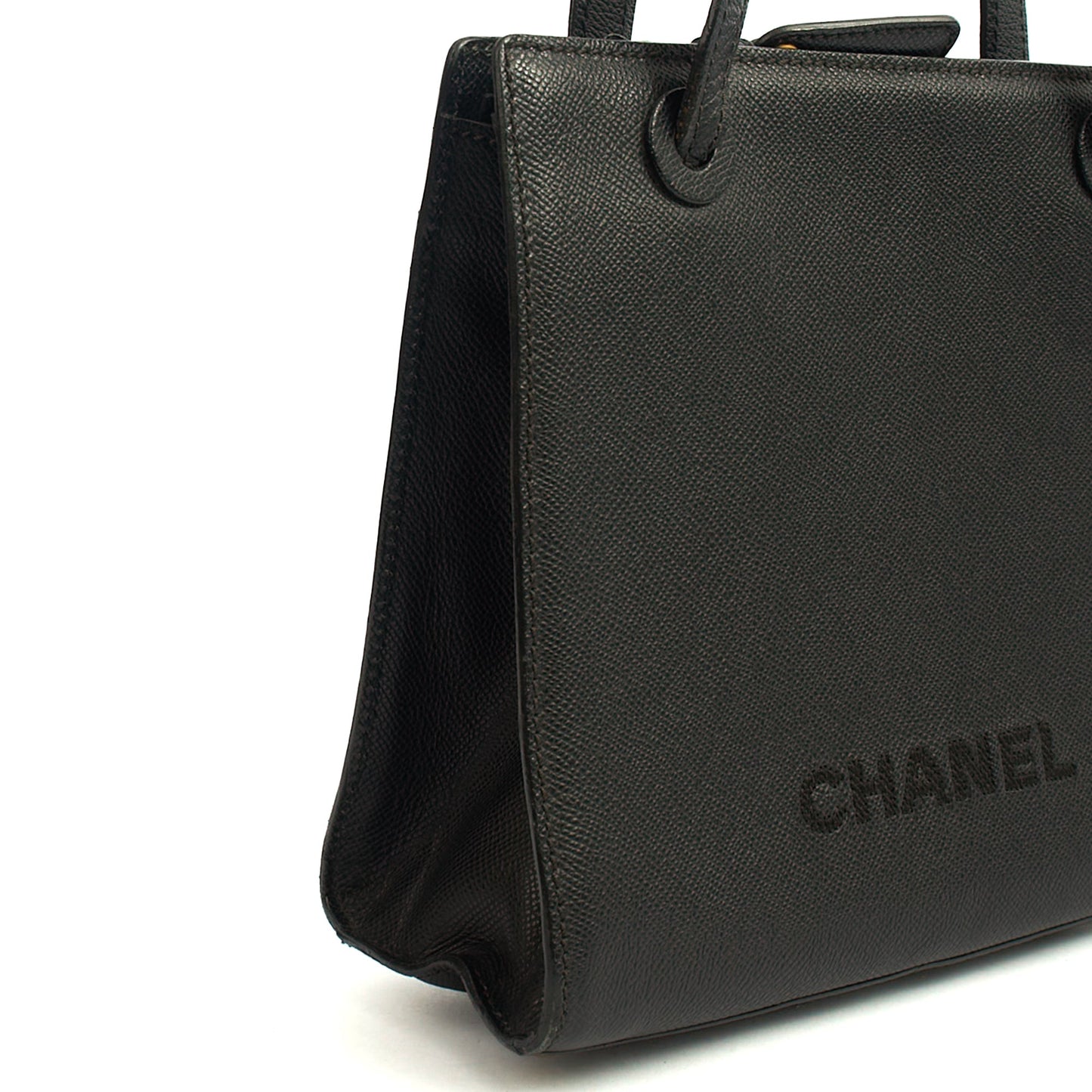 Chanel Tote Vintage Tote in Black, Caviar Leather — Alternate View 13