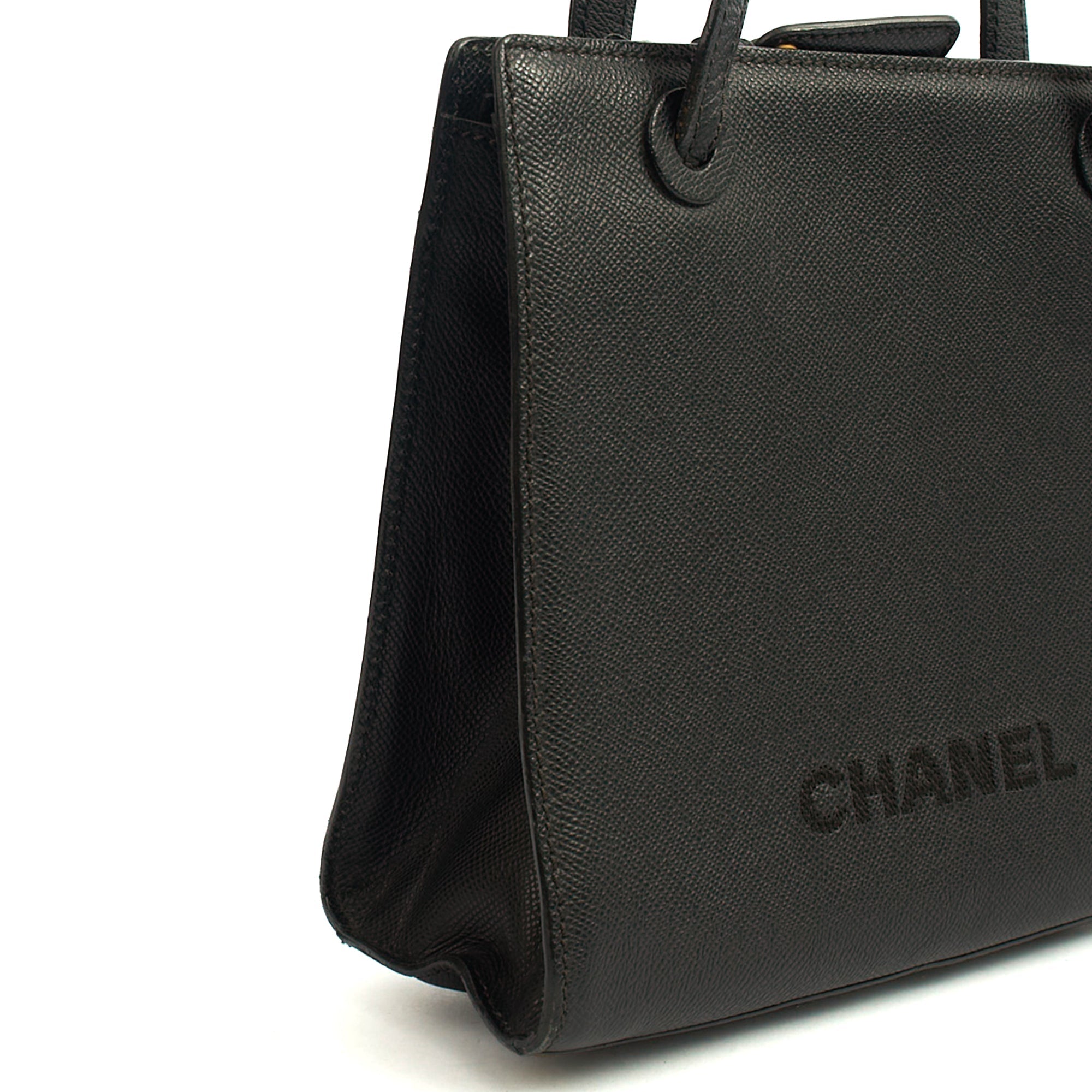 Chanel Tote Vintage Tote in Black, Caviar Leather — Alternate View 13