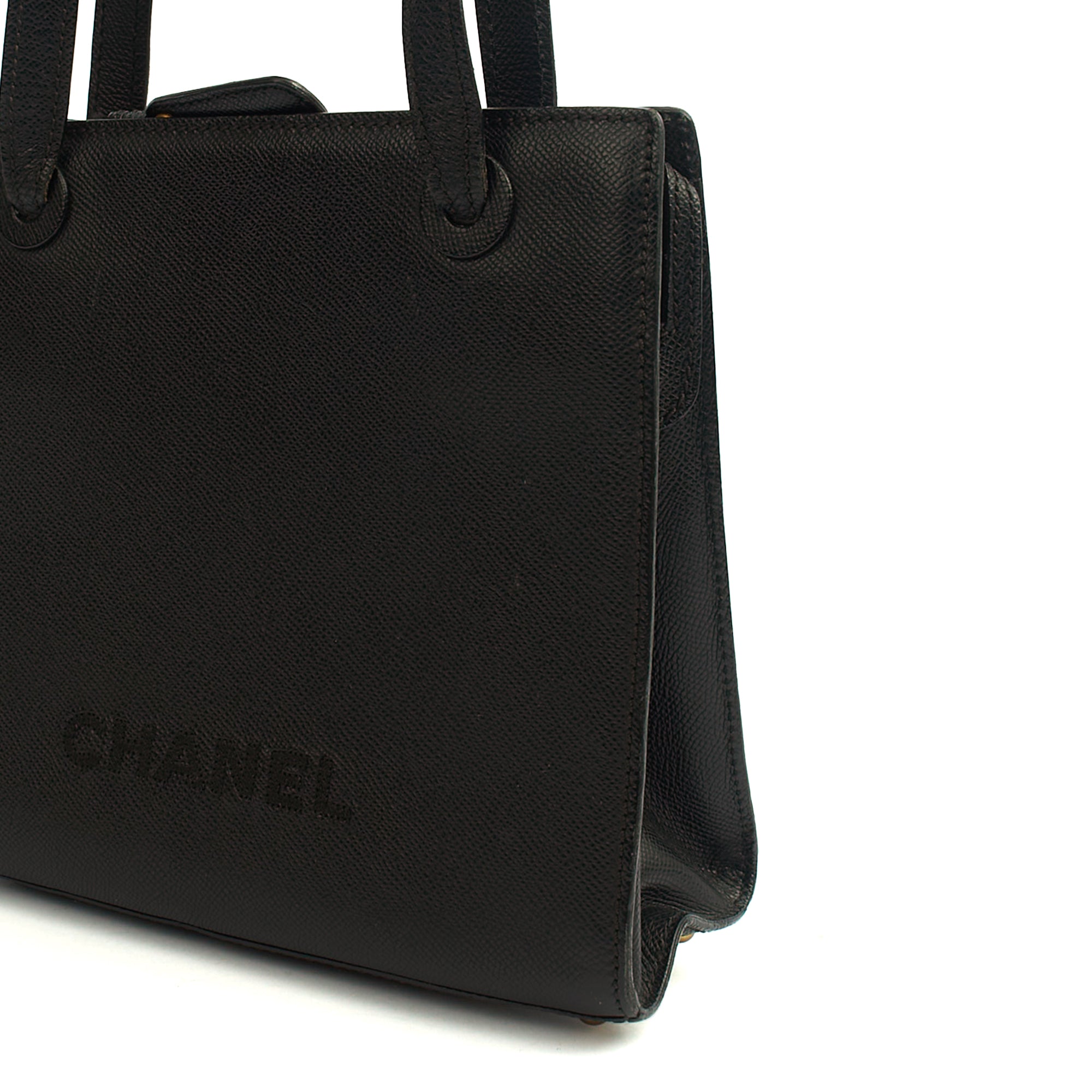 Chanel Tote Vintage Tote in Black, Caviar Leather — Alternate View 7