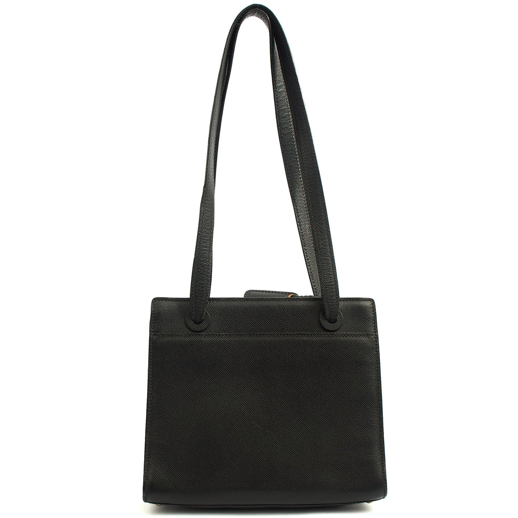 Chanel Tote Vintage Tote in Black, Caviar Leather — Back View