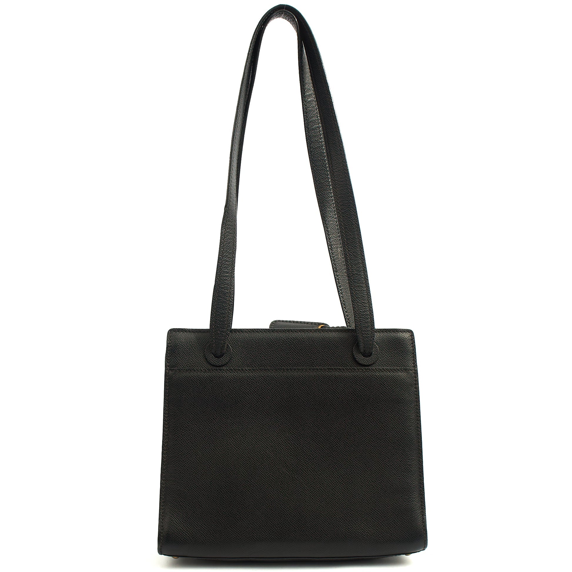 Chanel Tote Vintage Tote in Black, Caviar Leather — Back View