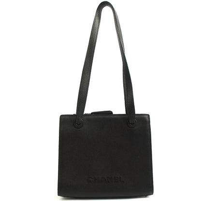 Chanel Tote Vintage Tote in Black, Caviar Leather — Front View