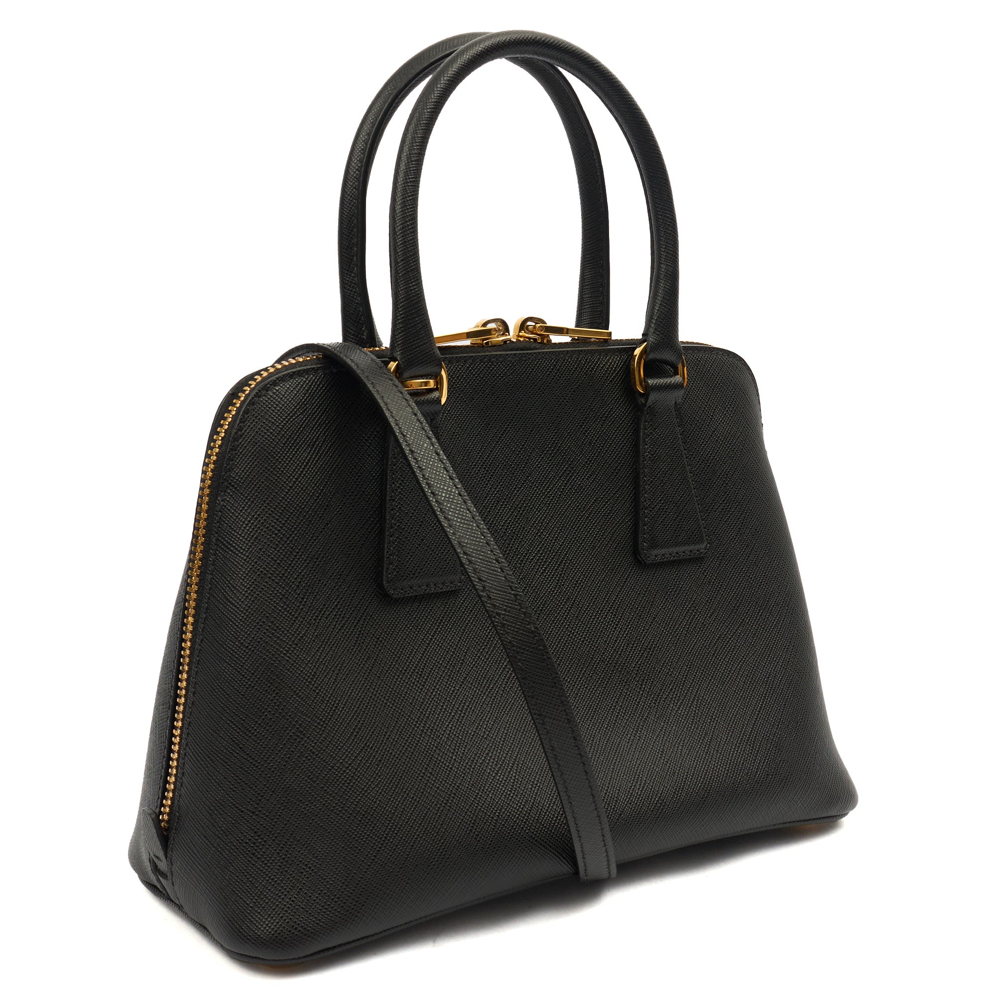 Prada Tote Promenade - Small in Black, Saffiano Leather — Back View