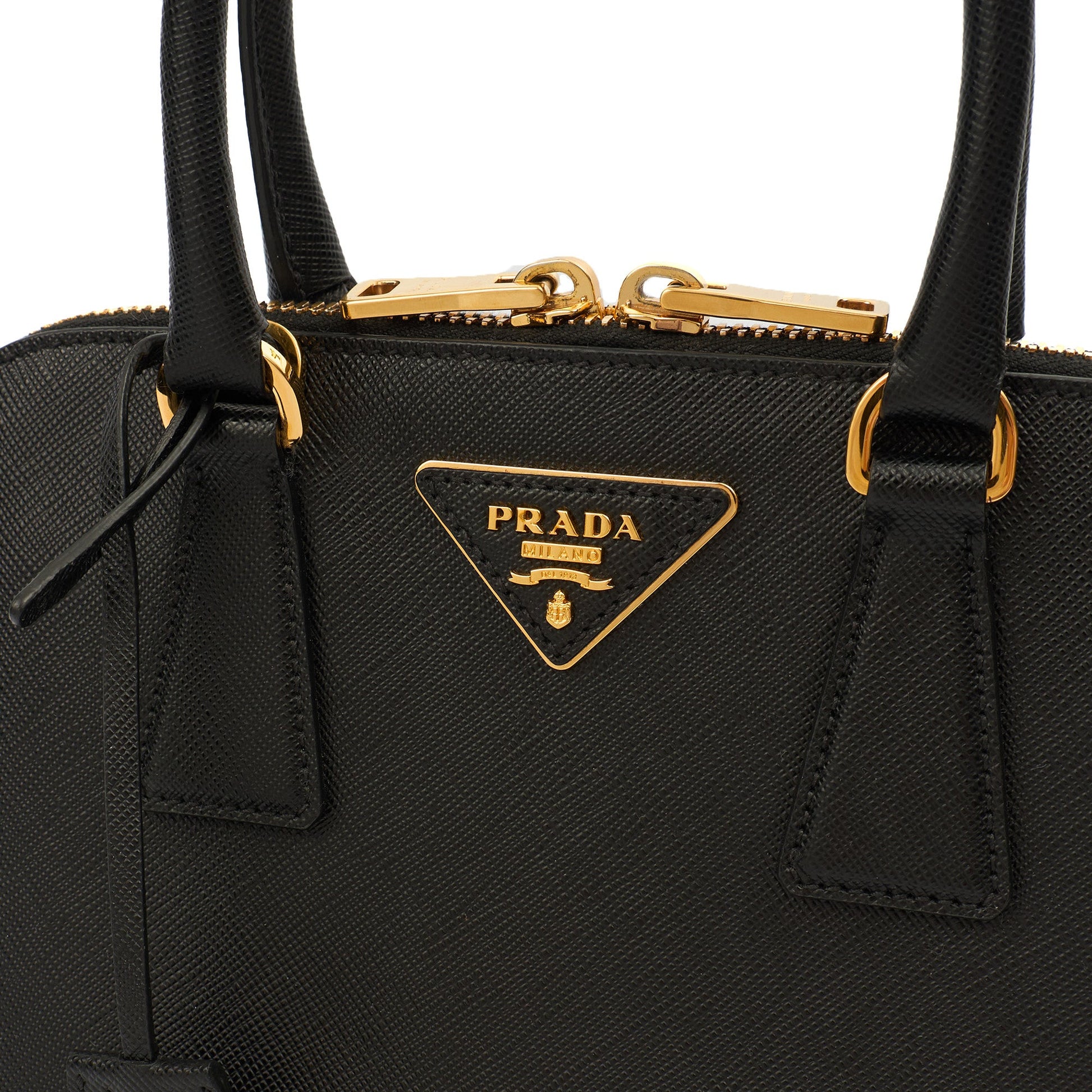 Prada Tote Promenade - Small in Black, Saffiano Leather — Side View