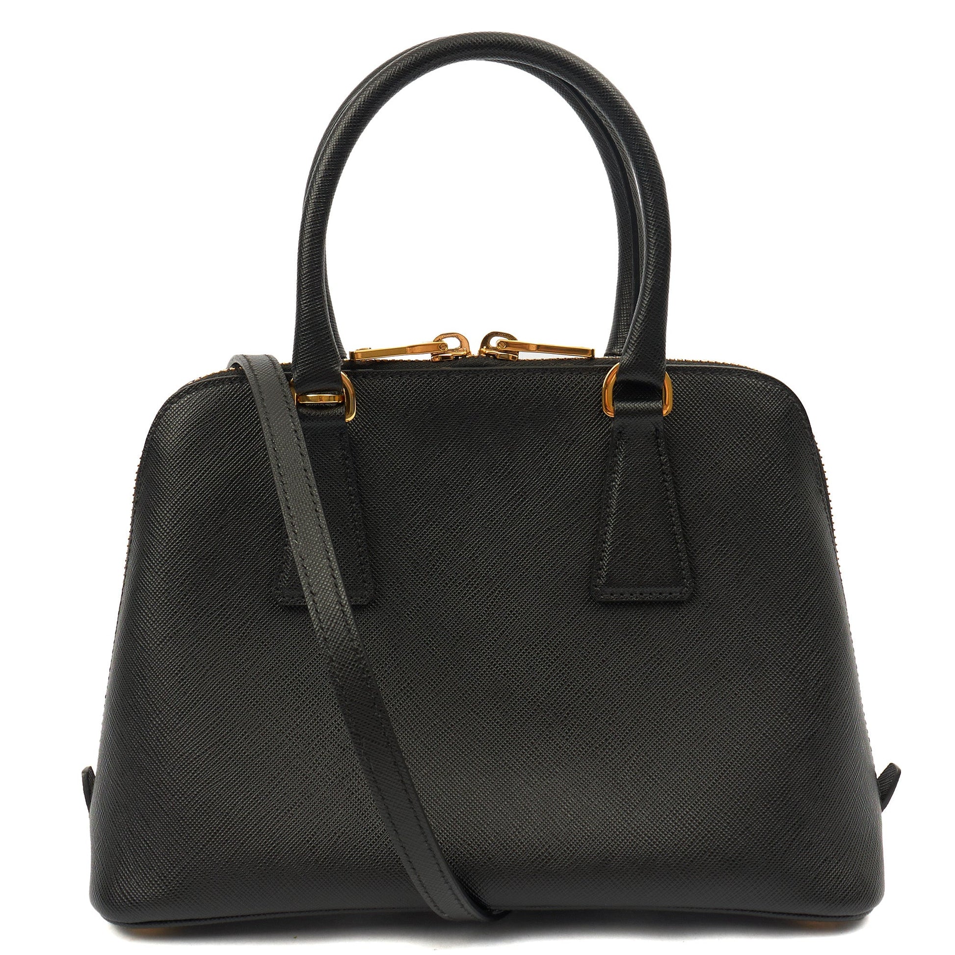 Prada Tote Promenade - Small in Black, Saffiano Leather — Top View