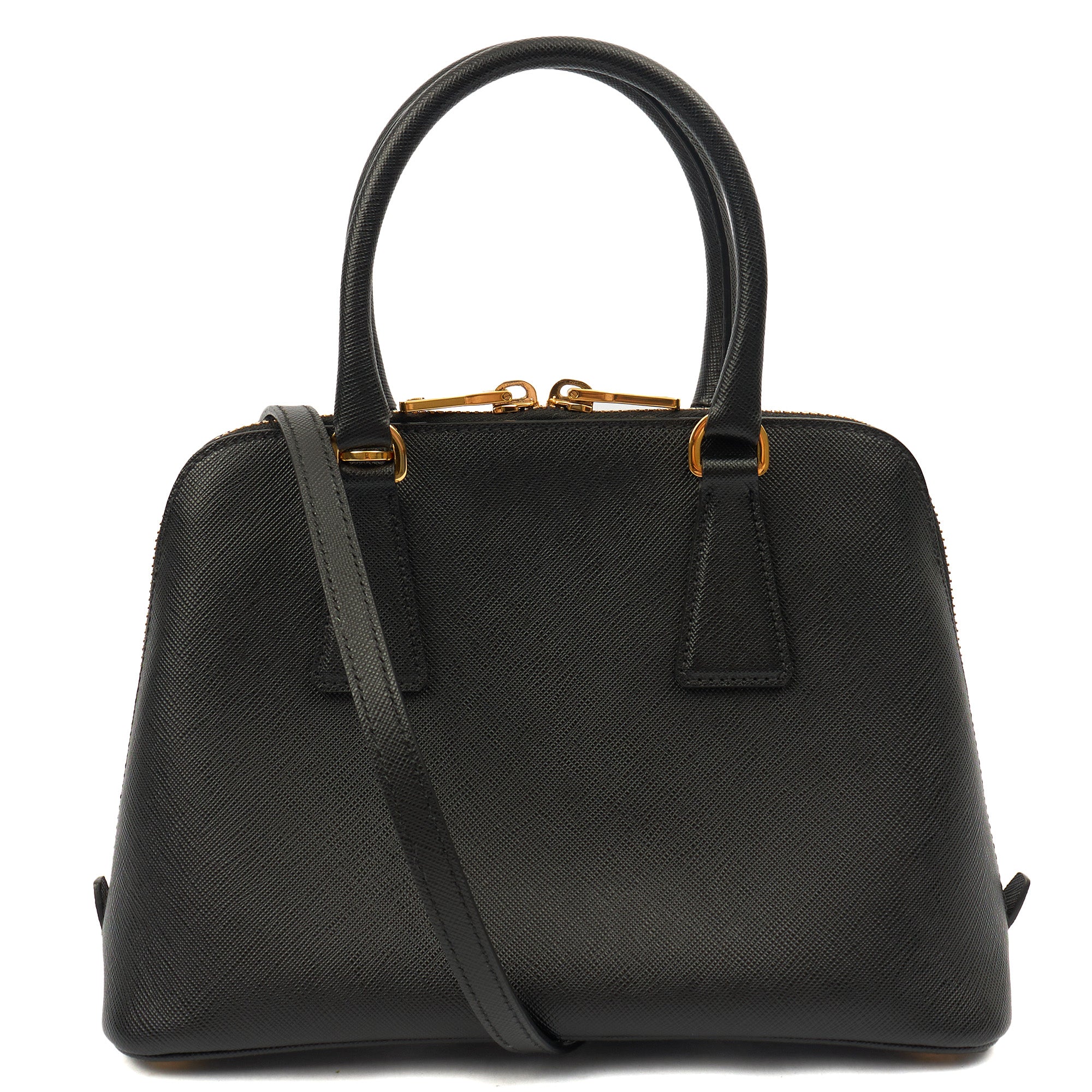 Prada Tote Promenade - Small in Black, Saffiano Leather — Top View