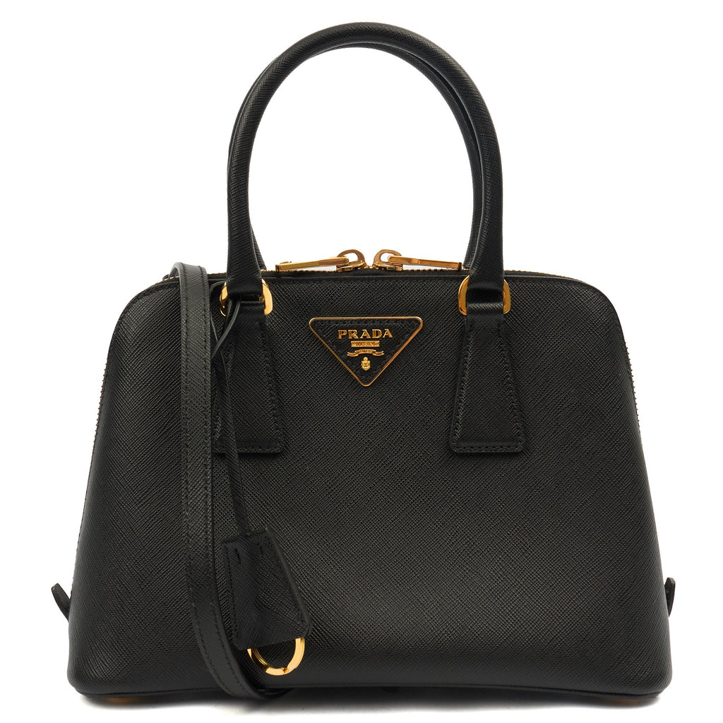 Prada Tote Promenade - Small in Black, Saffiano Leather — Front View