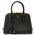 Prada Tote Promenade - Small in Black, Saffiano Leather — Front View